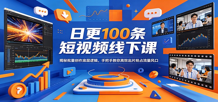 日更100条短视频线下课：揭秘批量创作底层逻辑，手把手教你高效出片抢占流量风口-千城资源网