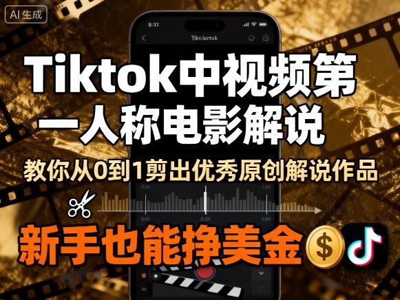 Tiktok中视频第一人称电影解说，教你从0到1剪出一个优秀的原创解说作品，新手也能挣美金-千城资源网