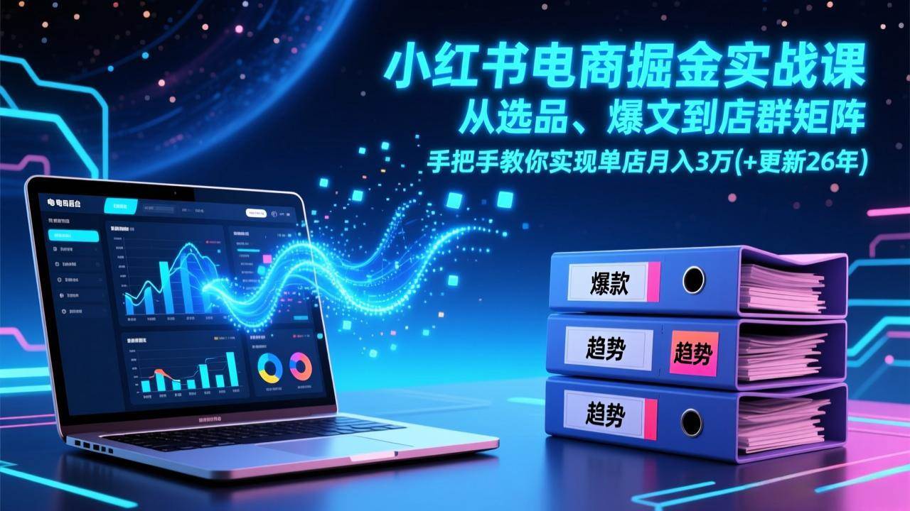 （17290期）小红书电商掘金实战课，从选品、爆文到店群矩阵，手把手教你实现单店月入3万+(更新26年)-千城资源网