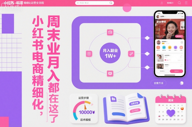 小红书电商精细化运营全流程，周末副业月入1W+，全套方法都在这了-千城资源网