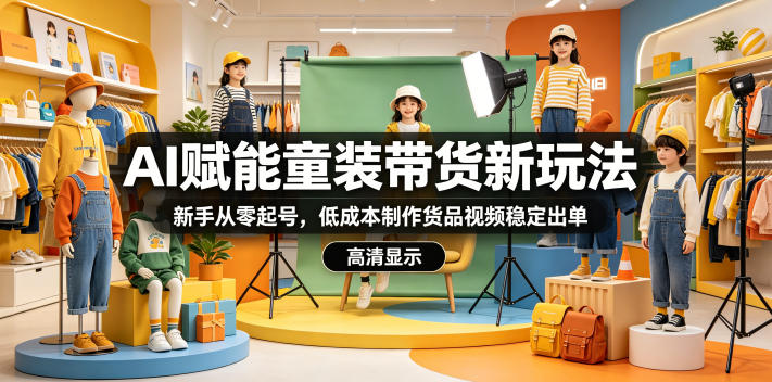 AI赋能童装带货新玩法，新手从零起号，低成本制作货品视频稳定出单-千城资源网