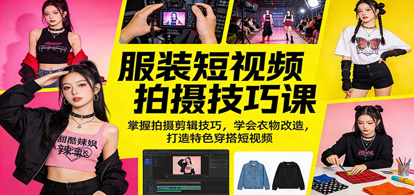 服装短视频拍摄技巧课：掌握拍摄剪辑技巧，学会衣物改造，打造特色穿搭短视频-千城资源网