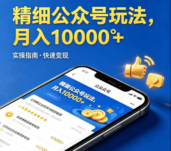 精细化公众号玩法，我们给你提供文章，你来负责发布，收益可观，月入1W+【揭秘】-千城资源网