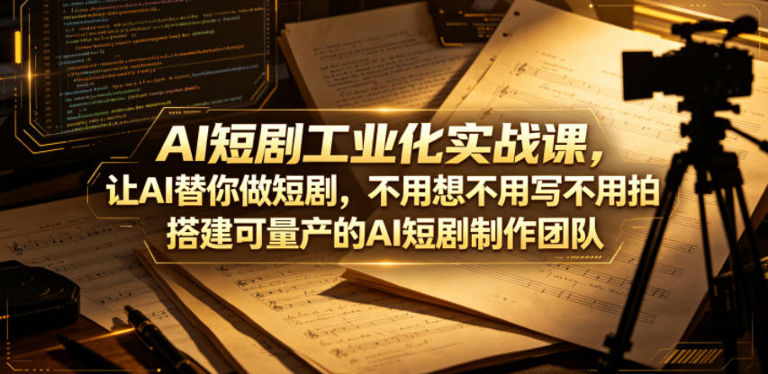 AI短剧工业化实战课，让AI替你做短剧，不用想不用写不用拍，搭建可量产的AI短剧制作团队-千城资源网
