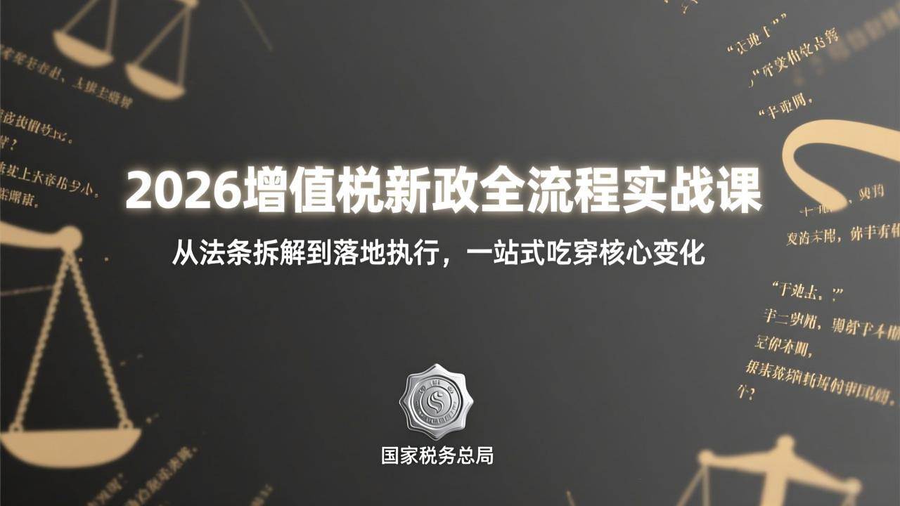 （17529期）2026增值税新政全流程实战课：从法条拆解到落地执行，一站式吃透核心变化-千城资源网