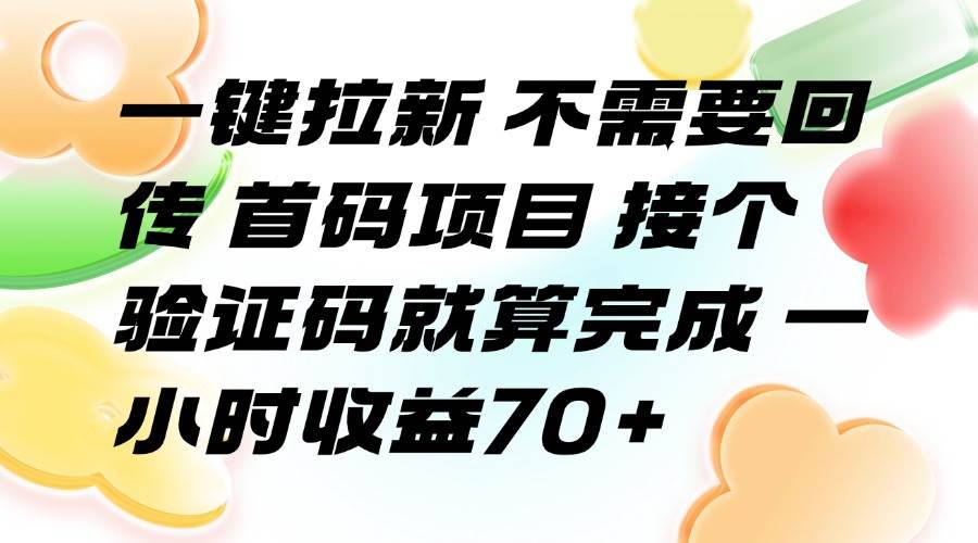 （15588期）一键拉新 不需要回传 首码项目 接个验证码就算完成 一小时收益70+-千城资源网