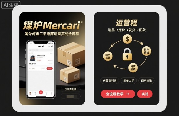 煤炉Mercari国外闲鱼二手电商运营实战全流程，仿品高利润，简单上手，闷声搞钱-千城资源网