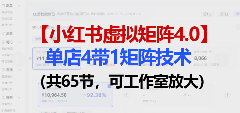 小红书虚拟矩阵4.0技术：单店4带1矩阵（共65节，可工作室放大）-千城资源网