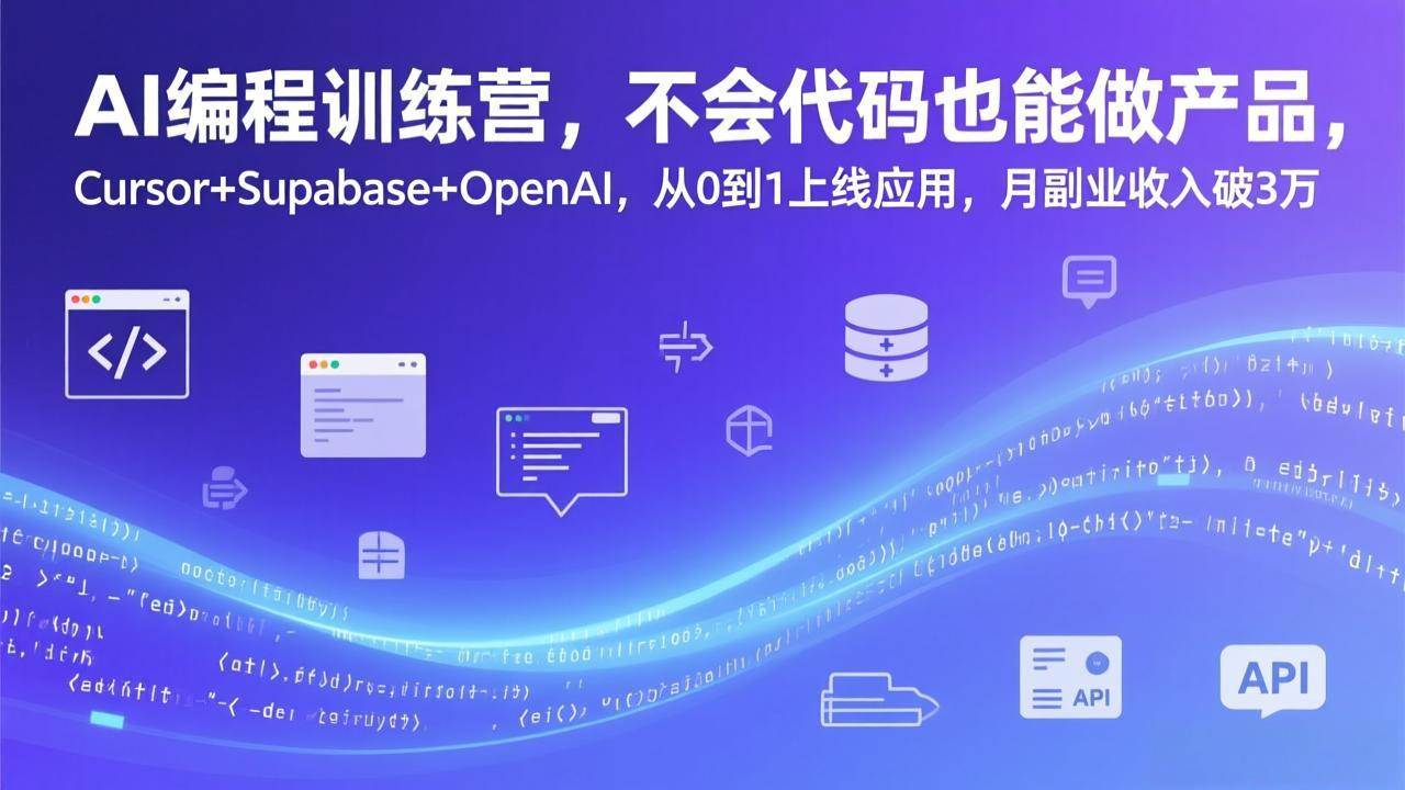 （17388期）AI编程训练营，不会代码也能做产品，Cursor+Supabase+OpenAI，从0到1上线应用，月副业收入破3万-千城资源网