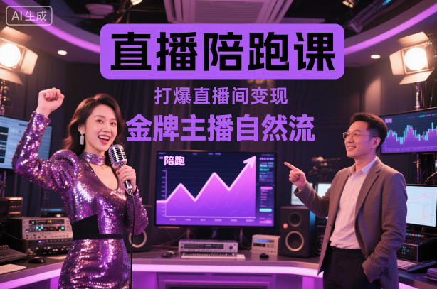 直播陪跑课，金牌主播自然流打爆直播间，复制高变现玩法-千城资源网