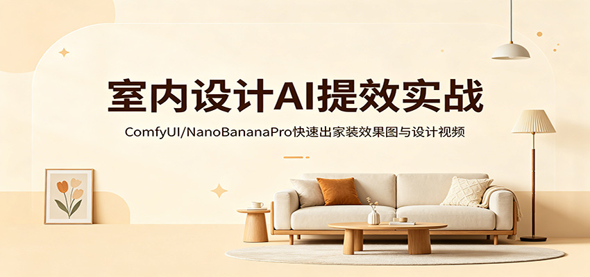 室内设计AI提效实战：ComfyUI/NanoBananaPro快速出家装效果图与设计视频-千城资源网