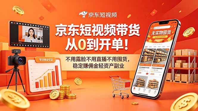 （18895期）京东短视频带货从0到开单！不用露脸不用直播不用囤货，稳定赚佣金轻资产副业-千城资源网