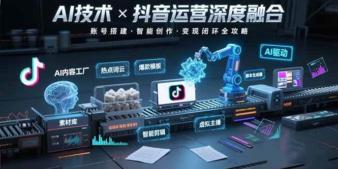 （15630期）AI技术与抖音运营的深度融合应用：涵盖账号搭建、内容创作、收益变现等-千城资源网