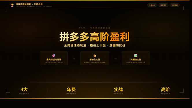 （17848期）拼多多高阶盈利年费会员(更新3月31)：全类目活动玩法、原价上大促、洗图防比价等核心盈利技术-千城资源网