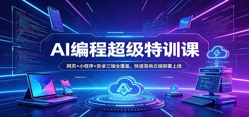 AI编程超级特训课：网页+小程序+安卓三端全覆盖，快速落地云端部署上线-千城资源网