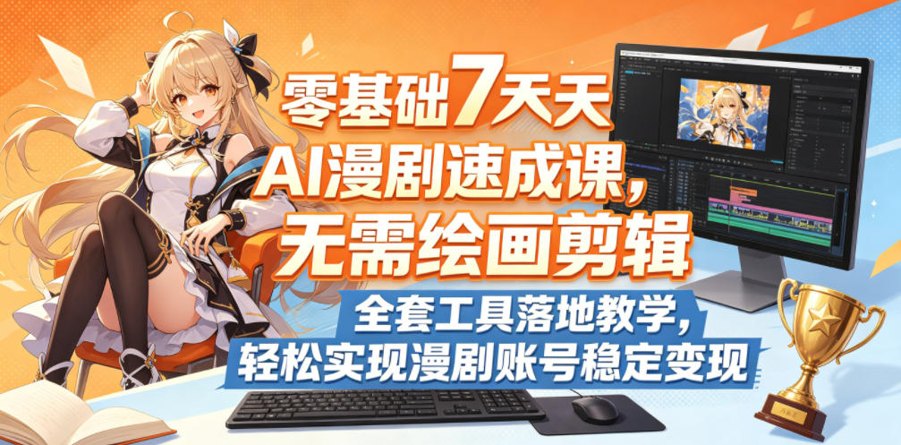 零基础7天AI漫剧速成课，无需绘画剪辑，全套工具落地教学，轻松实现漫剧账号稳定变现-千城资源网