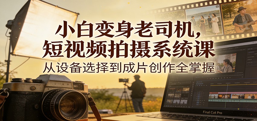小白变身老司机，短视频拍摄系统课，从设备选择到成片创作全掌握-千城资源网