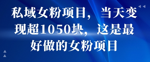 私域女粉项目，当天变现超1k，这是最好做的女粉项目，可放大操作-千城资源网