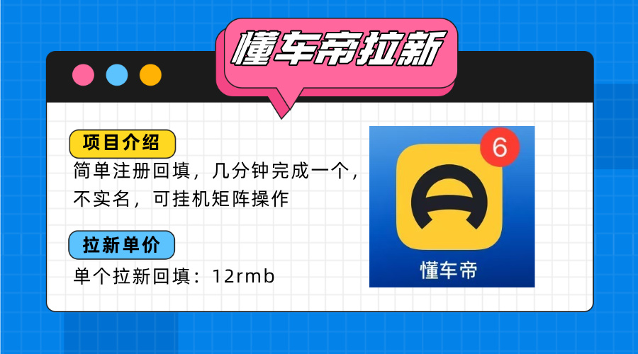 懂车帝邪修拉新玩法，简单注册回填，不sm，单个拉新12rmb，轻松日入200+-千城资源网