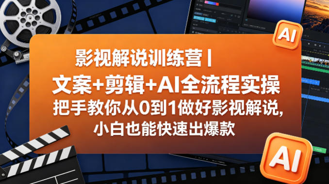影视解说训练营｜文案+剪辑+AI全流程实操，把手教你从0到1做好影视解说，小白也能快速出爆款-千城资源网