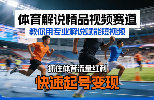 体育解说精品视频赛道，教你用专业解说赋能短视频，抓住体育流量红利，快速起号变现-千城资源网