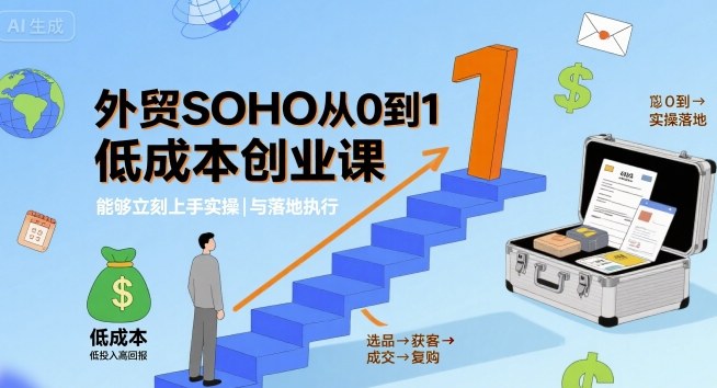 外贸SOHO从0到1低成本创业课，能够立刻上手实操与落地执行-千城资源网