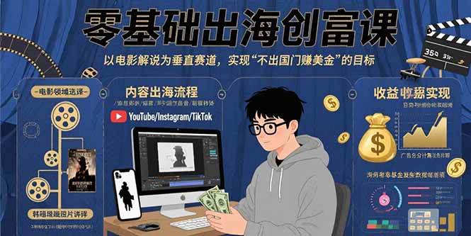 （15709期）零基础出海创富课：以电影解说为垂直赛道，实现不出国门赚美金的目标-千城资源网