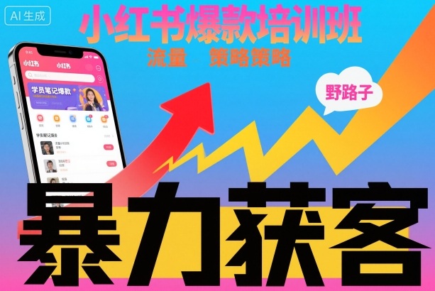 小红书爆款培训班，小红书获客野路子流量打法，暴力持续获客-千城资源网