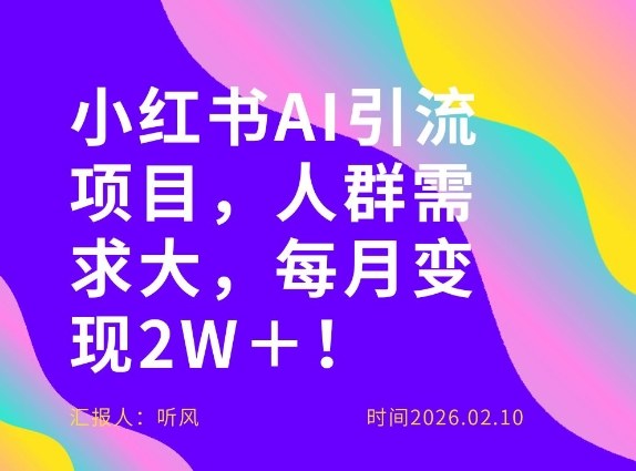 她通过这个AI项目每月做到2W＋的收入，最新小红书AI项目，人群需求大！-千城资源网