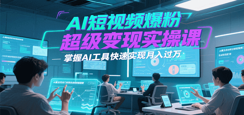 AI短视频爆粉超级变现实操课，掌握AI工具快速实现月入过万-千城资源网