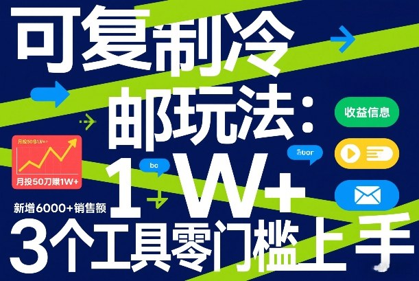 可复制冷邮件玩法：月投50刀賺1W+，新增6000+销售额，3个工具零门槛上手-千城资源网