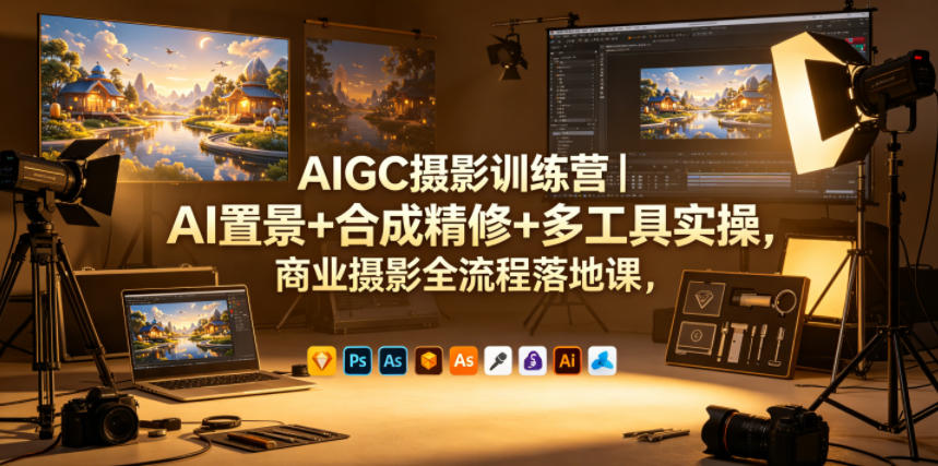 AIGC摄影训练营｜AI置景+合成精修+多工具实操，商业摄影全流程落地课-千城资源网