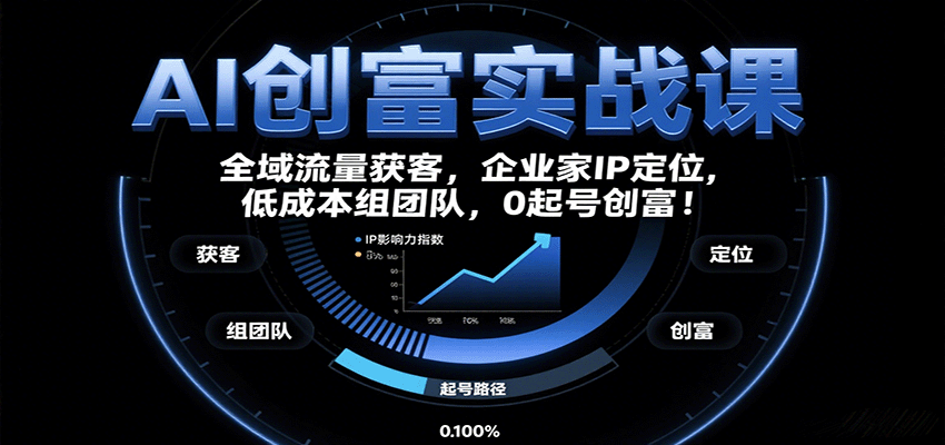 AI创富实战课：企业家IP定位，全域流量获客，低成本组团队，0起号创富！-千城资源网