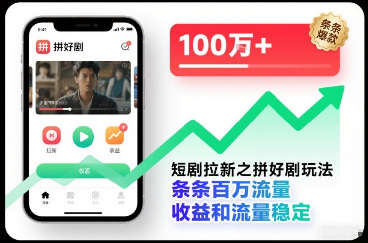 短剧拉新之拼好剧玩法，条条百万流量，收益和流量稳定-千城资源网