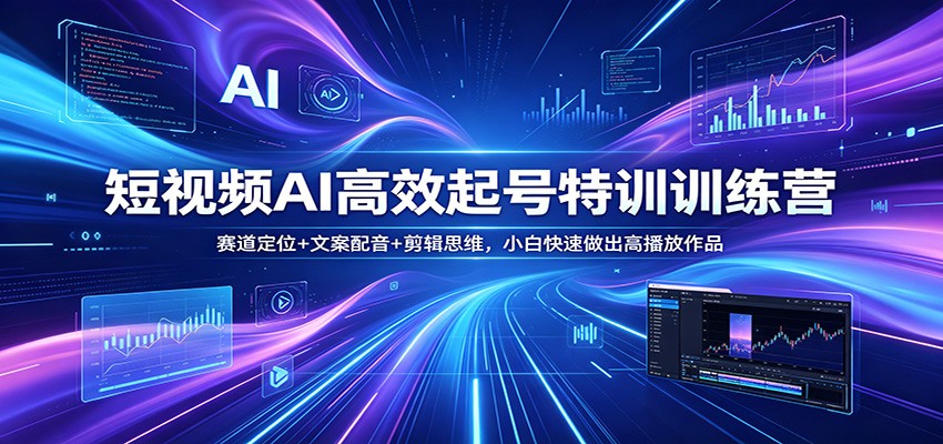 短视频AI高效起号特训训练营：赛道定位+文案配音+剪辑思维，小白快速做出高播放作品-千城资源网