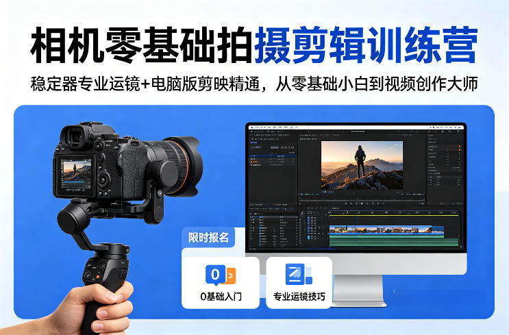 相机零基础拍摄剪辑训练营：稳定器专业运镜+电脑版剪映精通，从零基础小白到视频创作大师-千城资源网