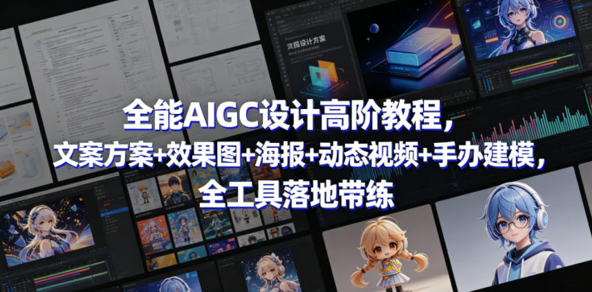 全能AIGC设计高阶教程，文案方案+效果图+海报+动态视频+手办建模，全工具落地带练-千城资源网