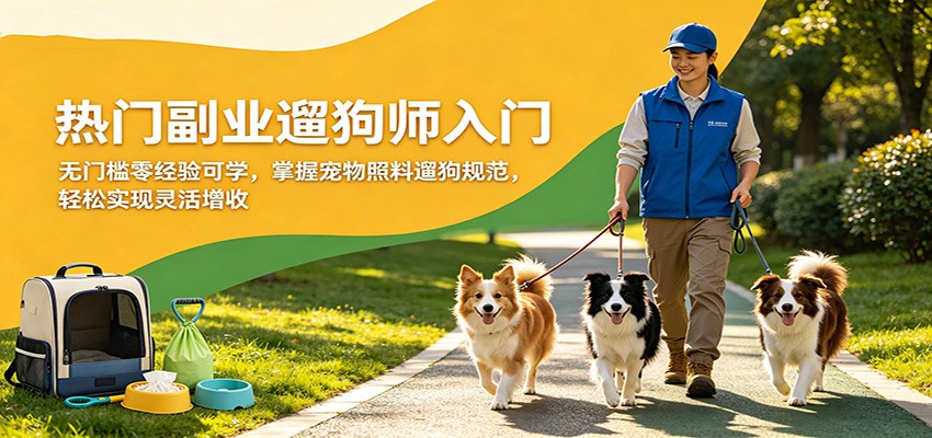 热门副业遛狗师入门，无门槛零经验可学，掌握宠物照料遛狗规范，轻松实现灵活增收-千城资源网