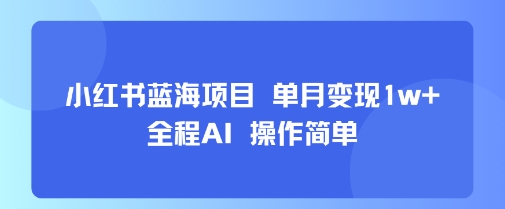 小红书蓝海项目 单月变现1w+ 全程AI 操作简单-千城资源网