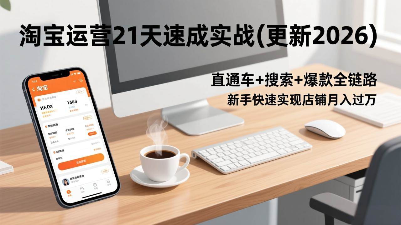 （17806期）淘宝运营21天速成实战(更新3月)，直通车+搜索+爆款全链路，新手快速实现店铺月入过万-千城资源网