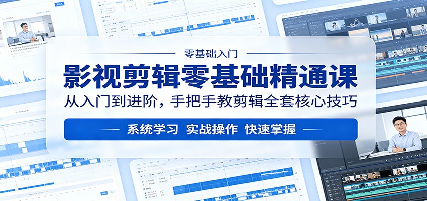 影视剪辑零基础精通课：从入门到进阶，手把手教剪辑全套核心技巧-千城资源网