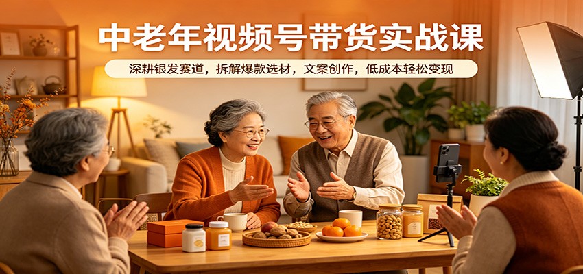 中老年视频号带货实战课：深耕银发赛道，拆解爆款选材，文案创作，低成本轻松变现-千城资源网