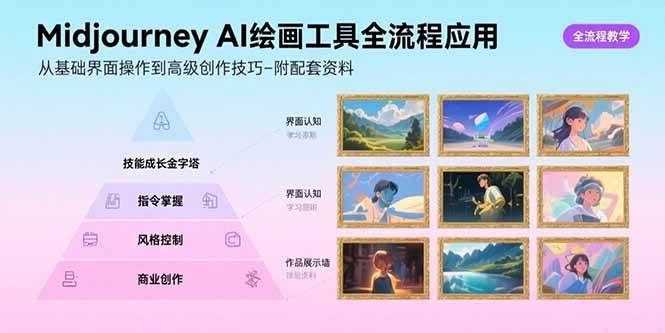（15628期）Midjourney AI绘画工具全流程应用，从基础界面操作到高级创作-附配套资料-千城资源网