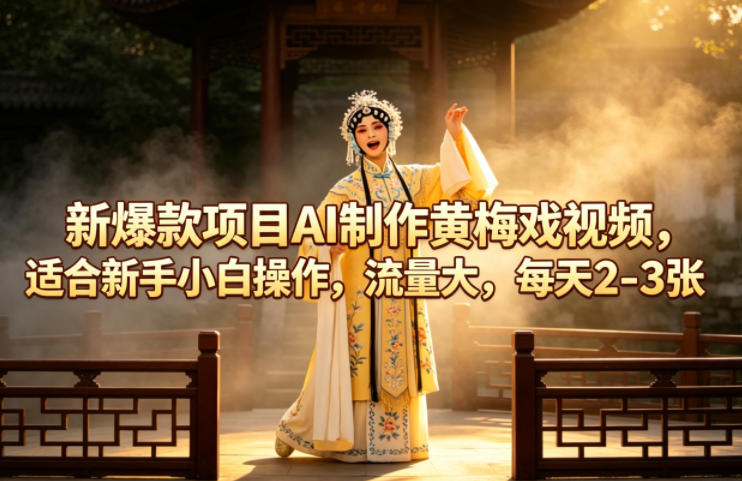 新爆款项目AI制作黄梅戏视频，适合新手小白操作，流量大，每天2-3张-千城资源网