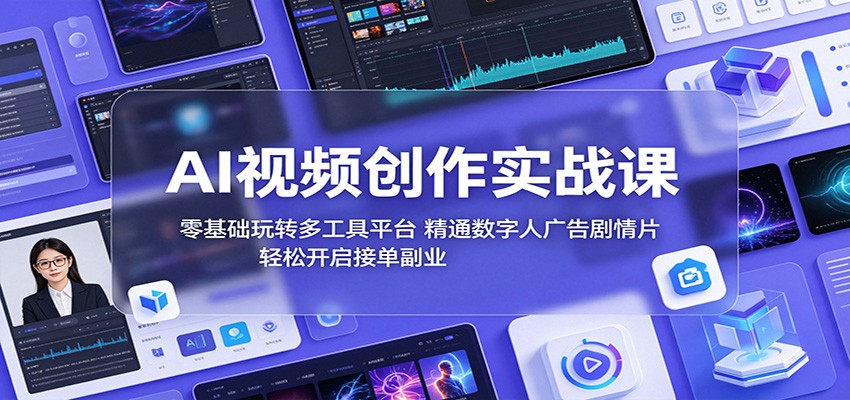 AI视频创作实战课：零基础玩转多工具平台，精通数字人广告、剧情片，轻松开启接单副业-千城资源网