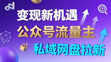 公众号流量主+私域网盘拉新，多方式变现，简单易上手，当天就有收益-千城资源网