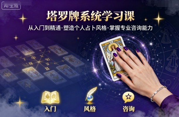 塔罗牌系统学习课，助你从入门到精通，塑造个人占卜风格，掌握专业咨询能力-千城资源网
