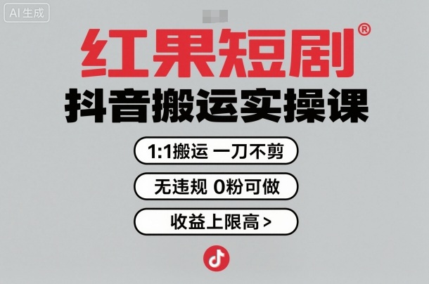 红果短剧拉新之抖音搬运实操课，1：1搬运，一刀不剪，无违规，0粉可做，收益上限高-千城资源网