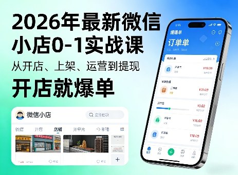 2026年最新微信小店0-1实战课，从开店、上架、运营到提现，开店就爆单-千城资源网