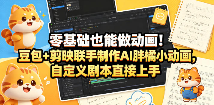 零基础也能做动画！豆包+剪映联手制作AI胖橘小动画，自定义剧本直接上手-千城资源网